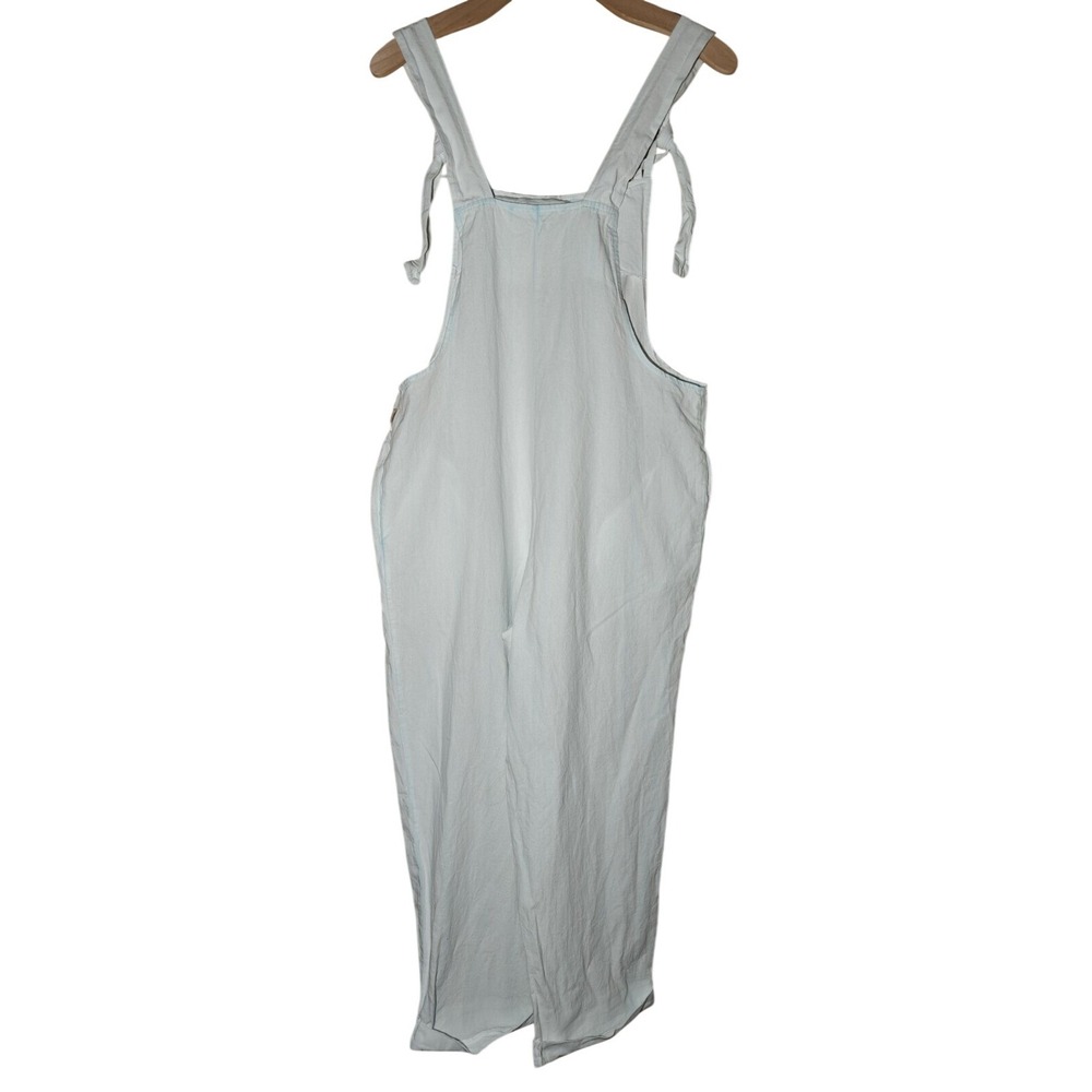 Valencia Light Blue Linen Blend Tie Strap Wide Leg‎ Jumpsuit Overalls Women's